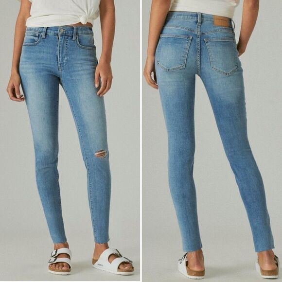 Lucky Brand Bridgette Skinny Jeans Distressed 8 - Picture 1 of 9